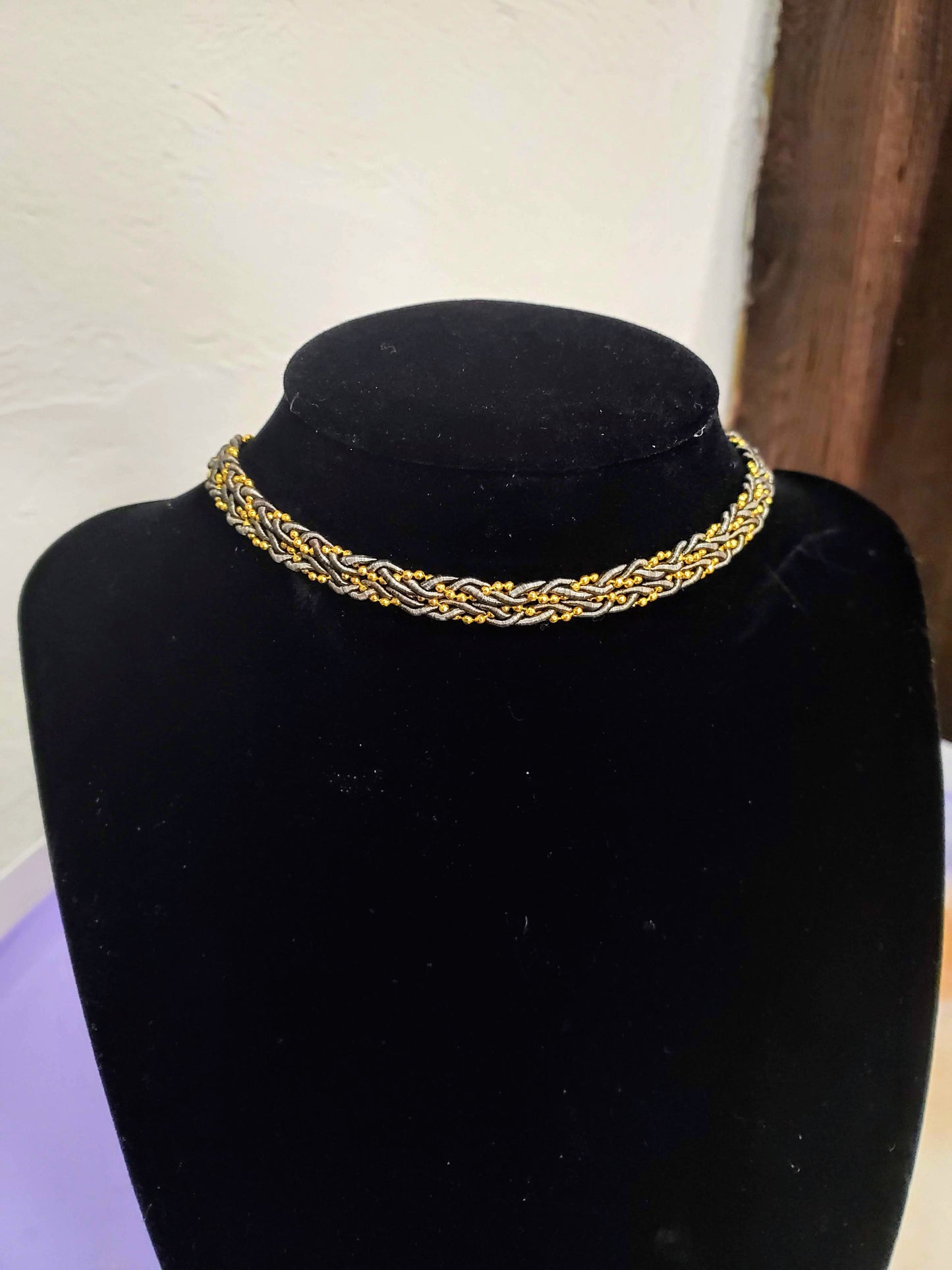 Olive + Gold Beaded Twist Choker