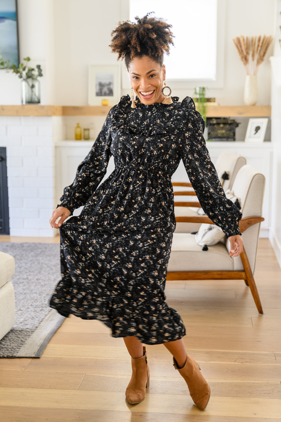 Larissa Long Sleeve Ruffle Hem Dress Small Larissa Long Sleeve Ruffle Hem Dress Small