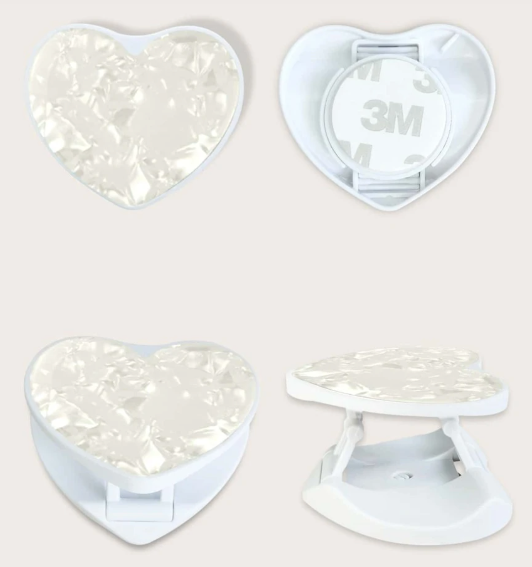 Faux Pearl Heart Phone Grip