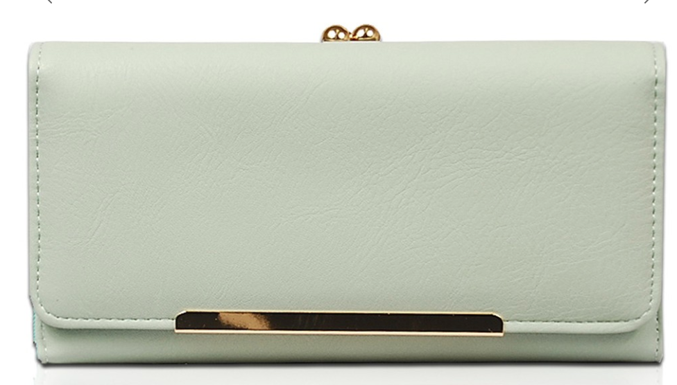 Aryanna Wallet in Sage + Gold