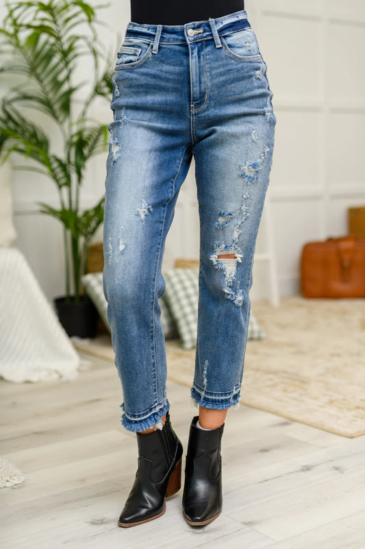 Harley Distressed Ankle Hem Jeans