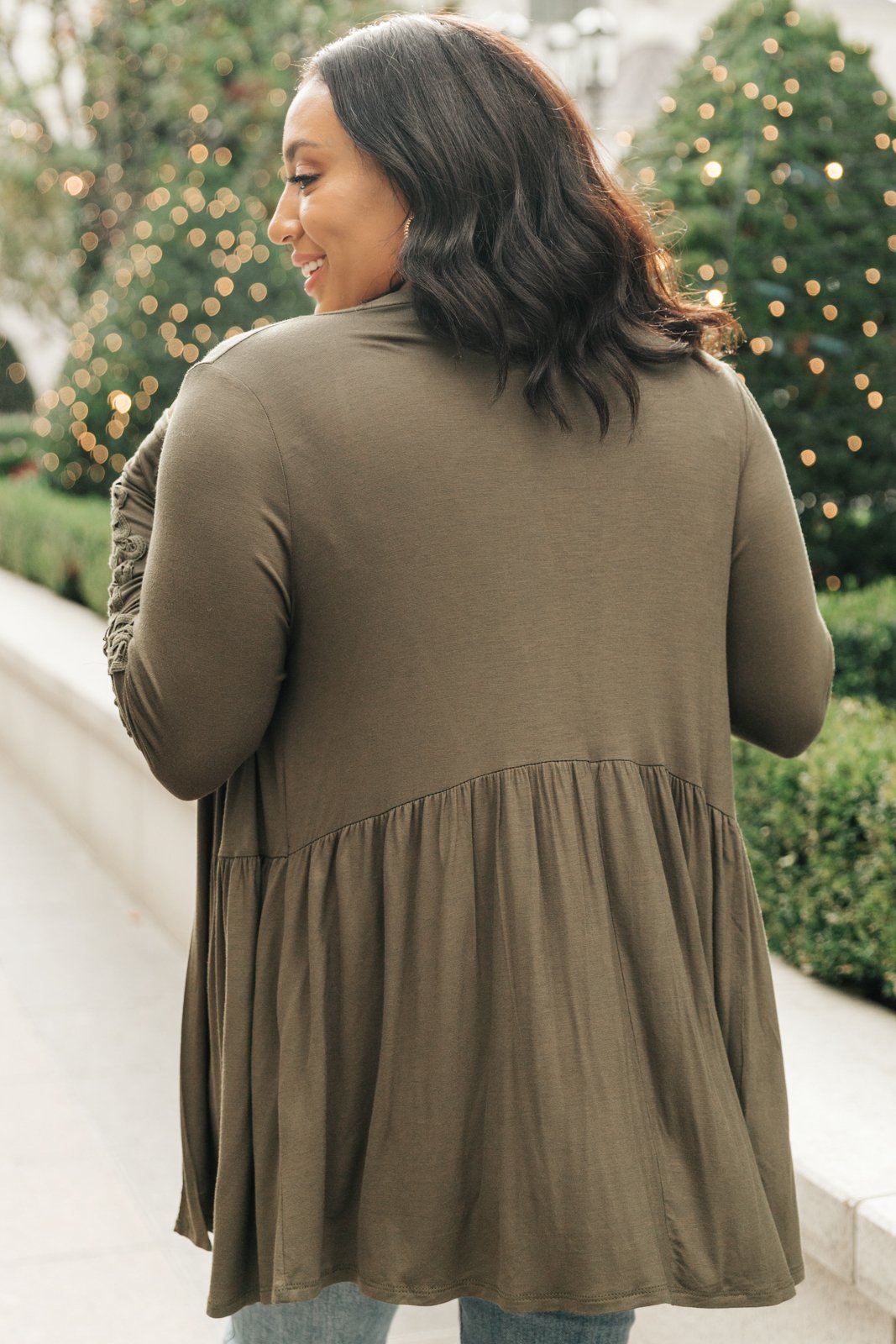 Little Bit Of Lace Cardigan In Olive