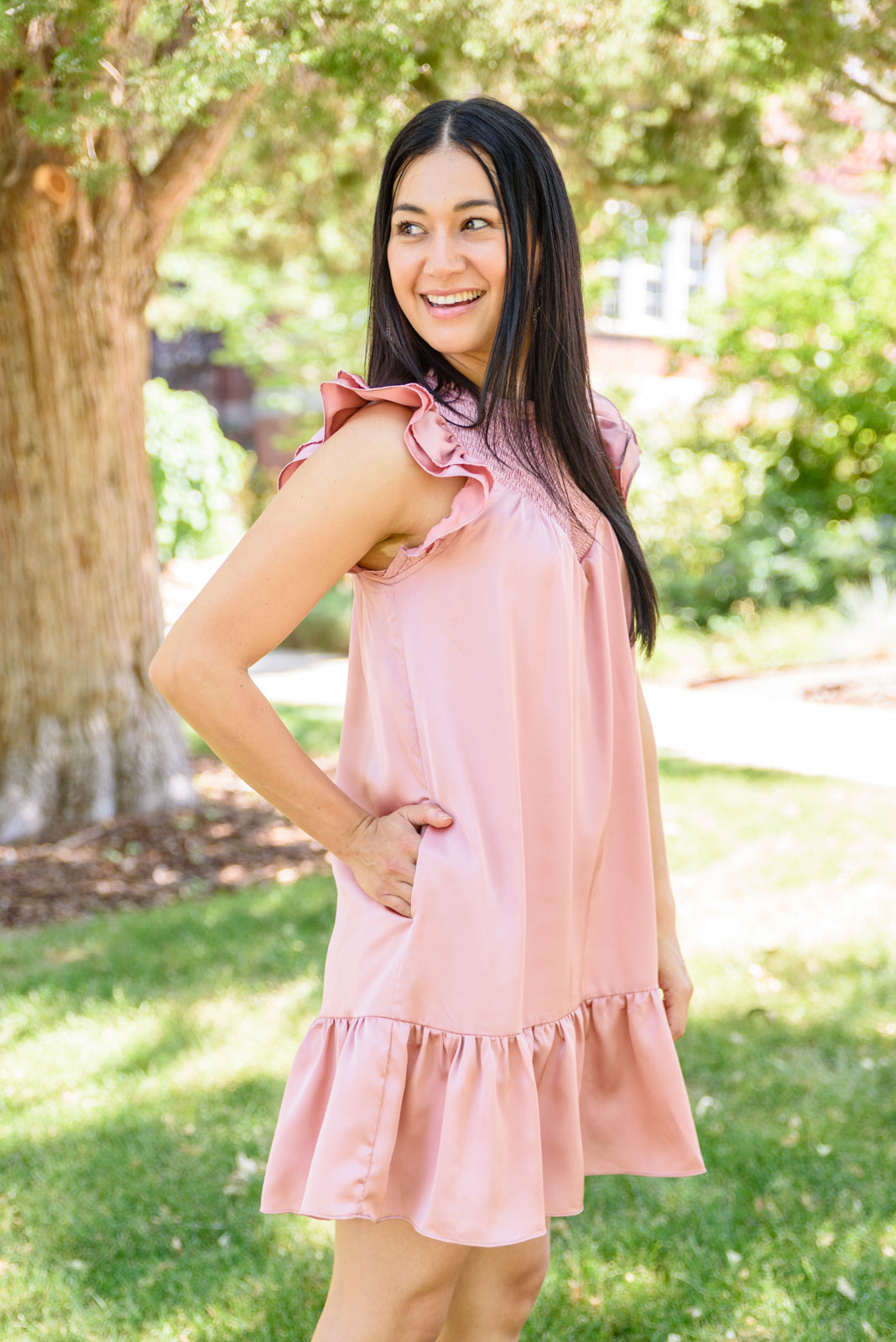 Lavender hotsell ruffle dress