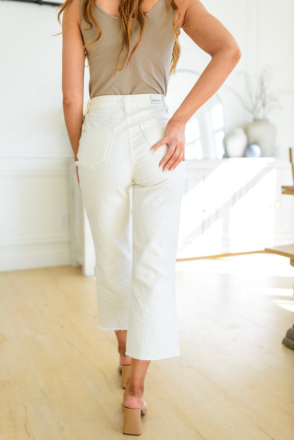 Not Too Salty High Rise Wide Leg Cropped Jeans
