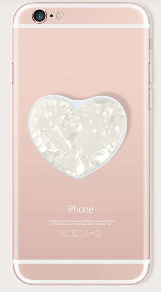 Faux Pearl Heart Phone Grip