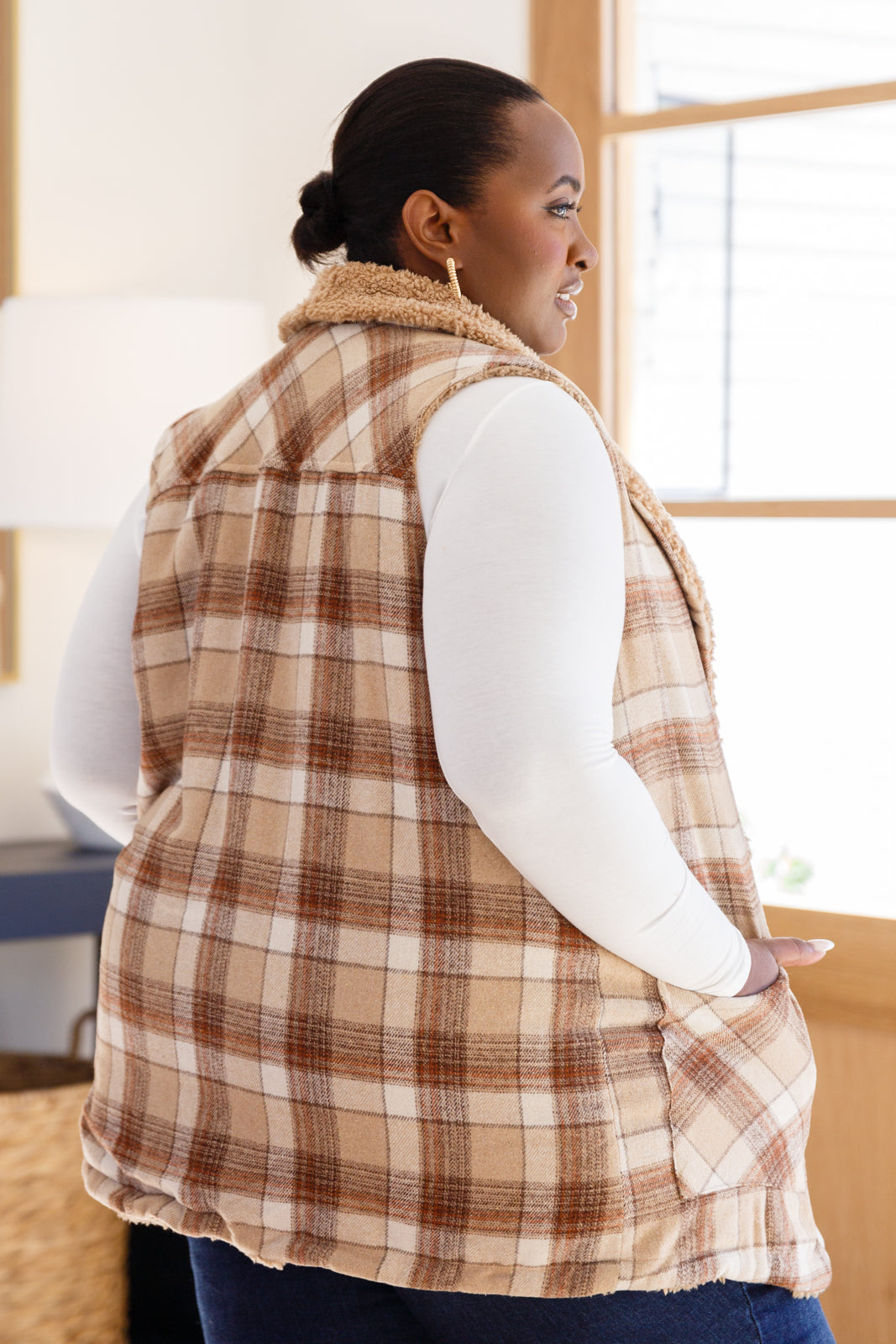 Plus size outlet buffalo check vest