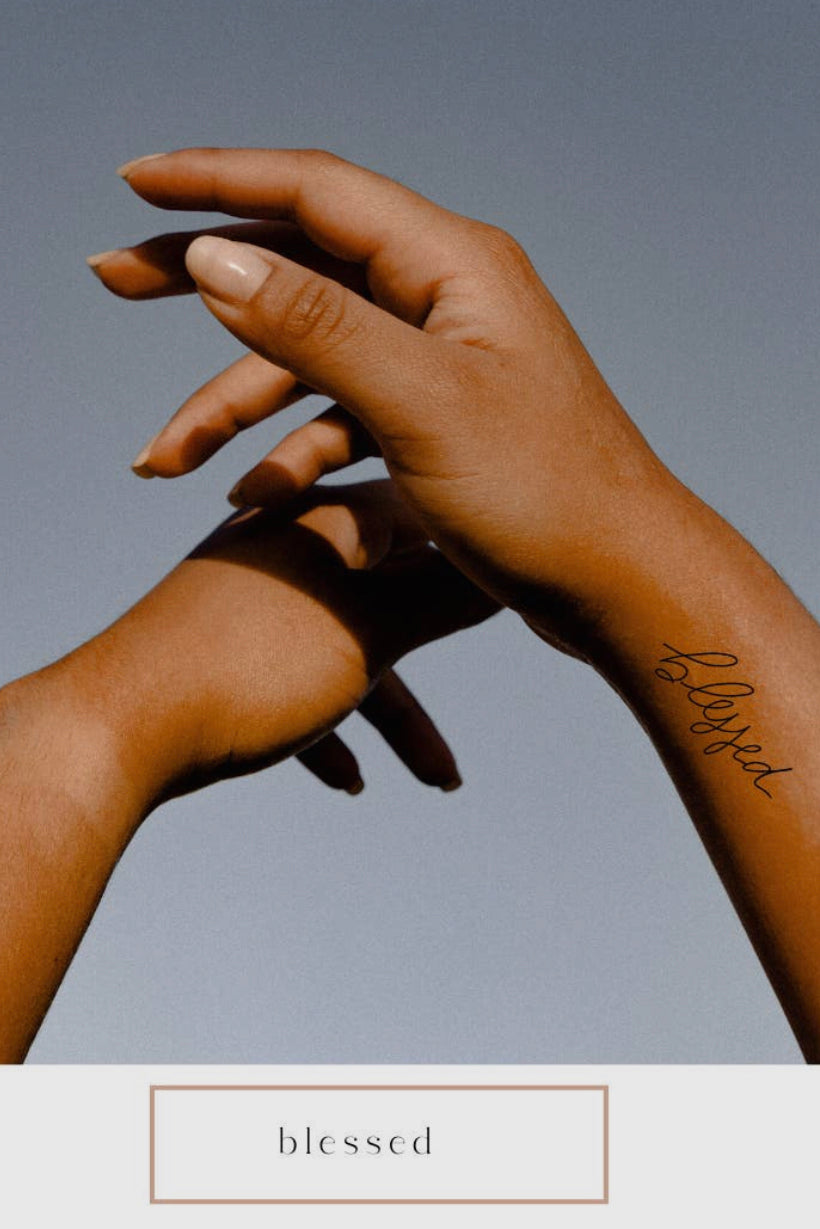 Words For A Season Temporary Tattoo: blessed