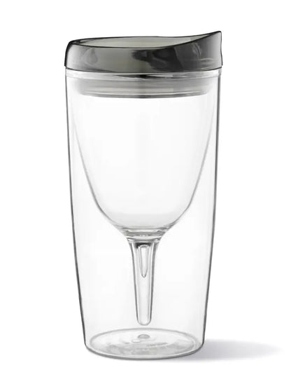 Portable Wine Cup with Acrylic Lid in Black